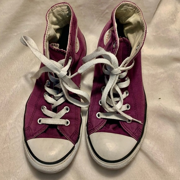 Converse All Star Sneakers 3Y fits Womens 5-6 Chuck Taylor Purple white Athletic - Picture 3 of 14